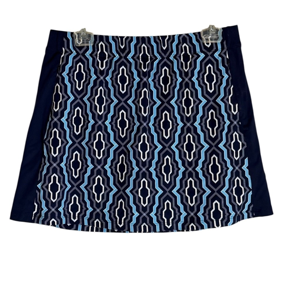 J.McLaughlin Geometric Print Golf Skort Womens Size M Navy Blue Catalina Cloth